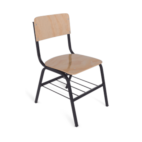 SILLA DE TRIPLAY BARNIZADO CON PARRILLA